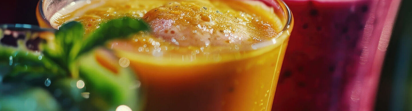  jugo de naranja y jugo morado